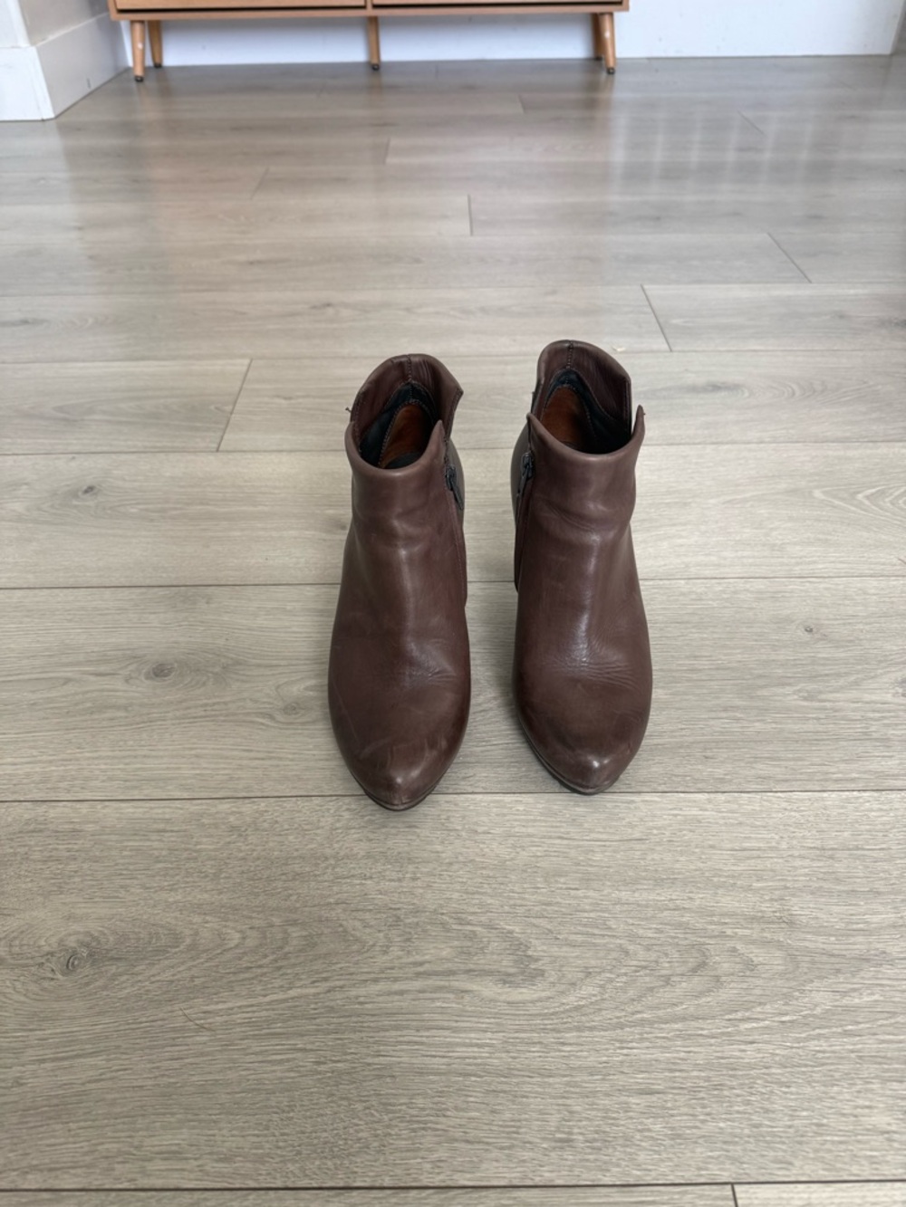 Paul Green Brown Leather Ankle Booties